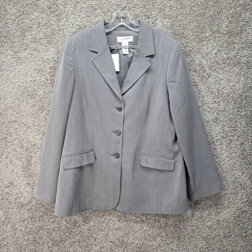 Sag Harbor Stretch Women 16 Gray 3 Button Blazer Jacket F73000 Professional